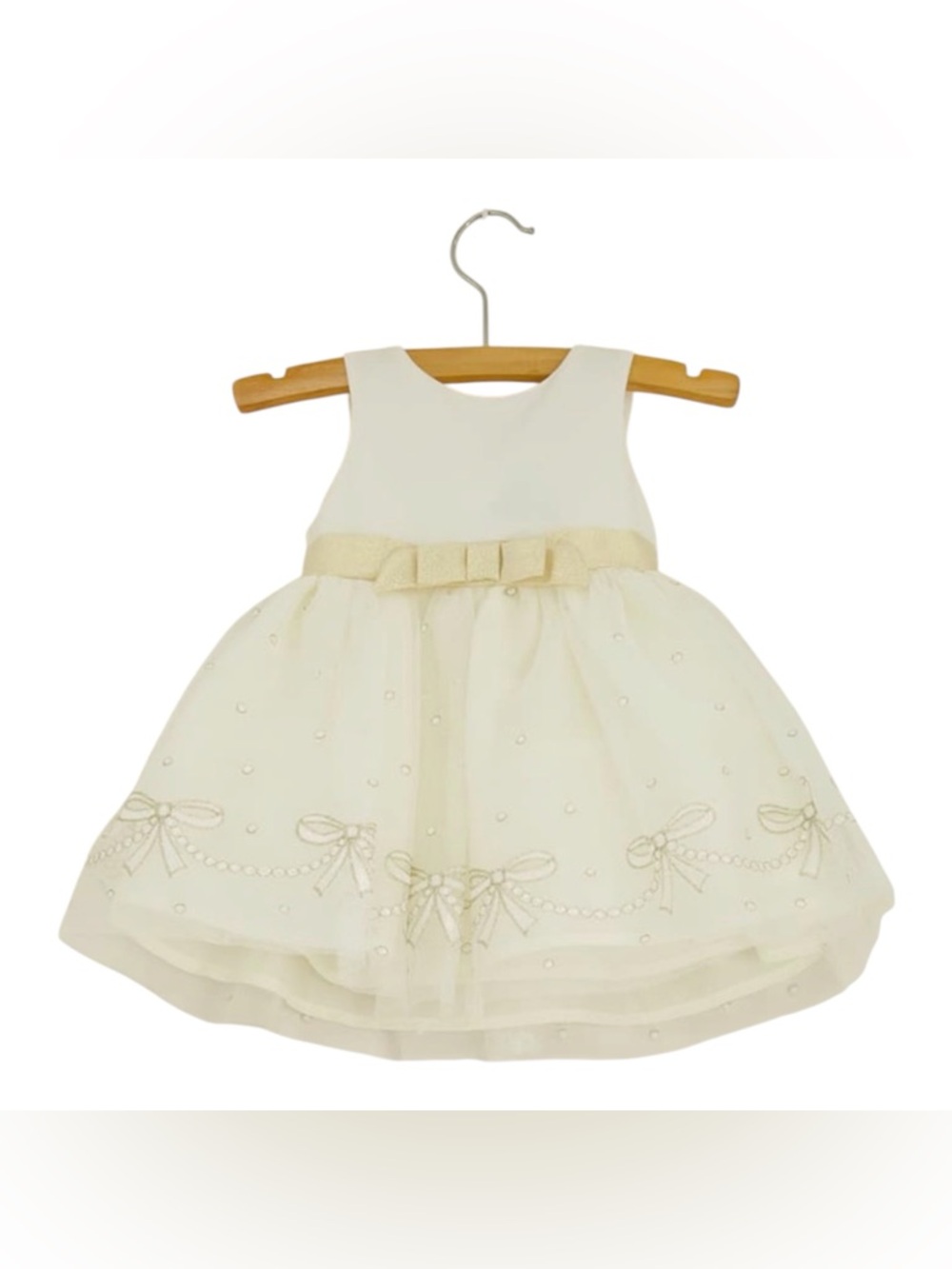 Ivory Baby Girl Party Dress with Bow Accent 6-9 months